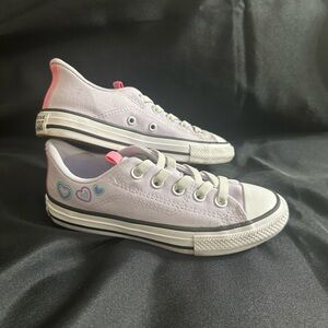 Converse Kids Lavender Low-Top Sneakers with Pink Accents